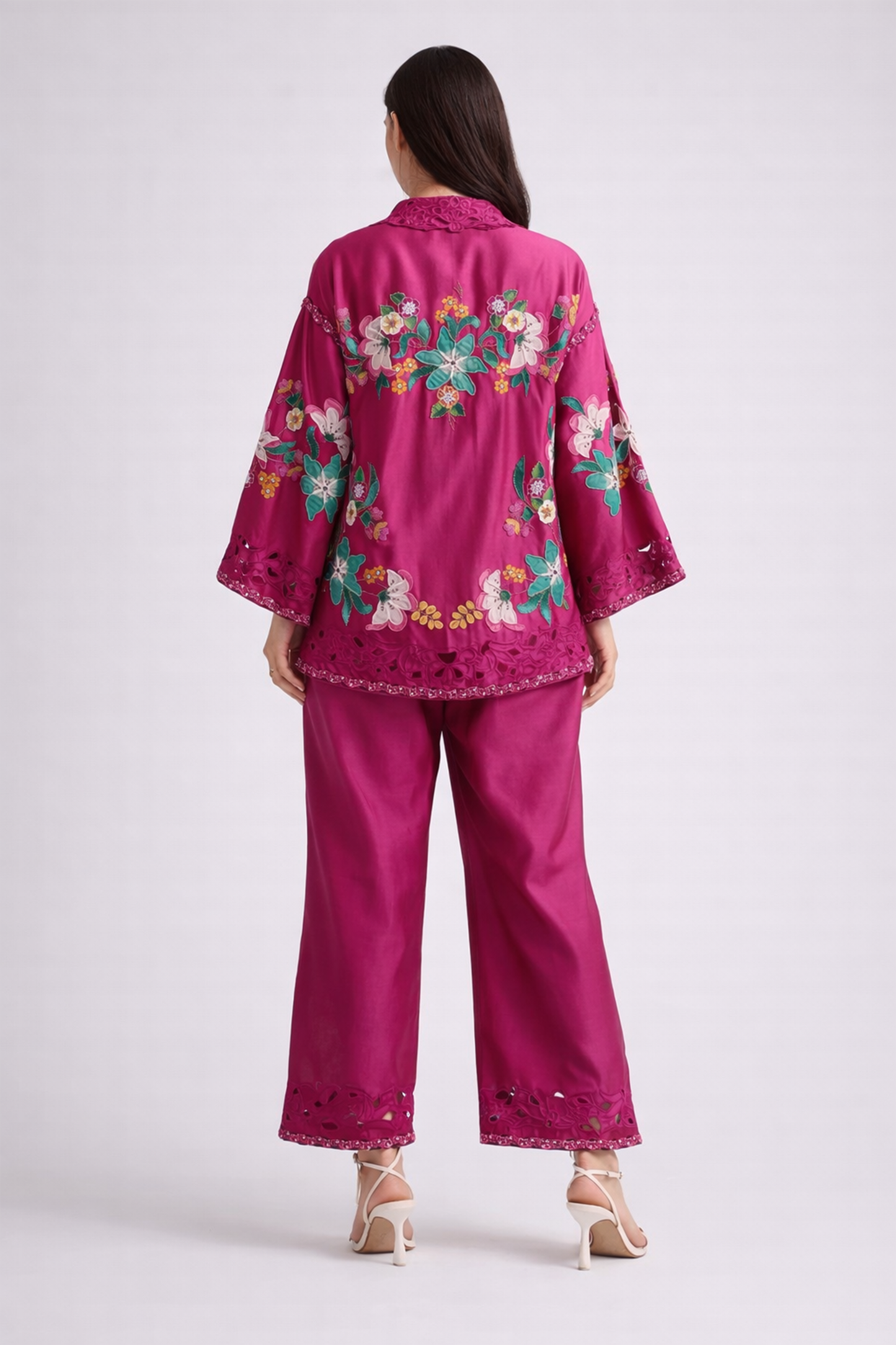 Magenta Bloom Embroidered Co-ord Set