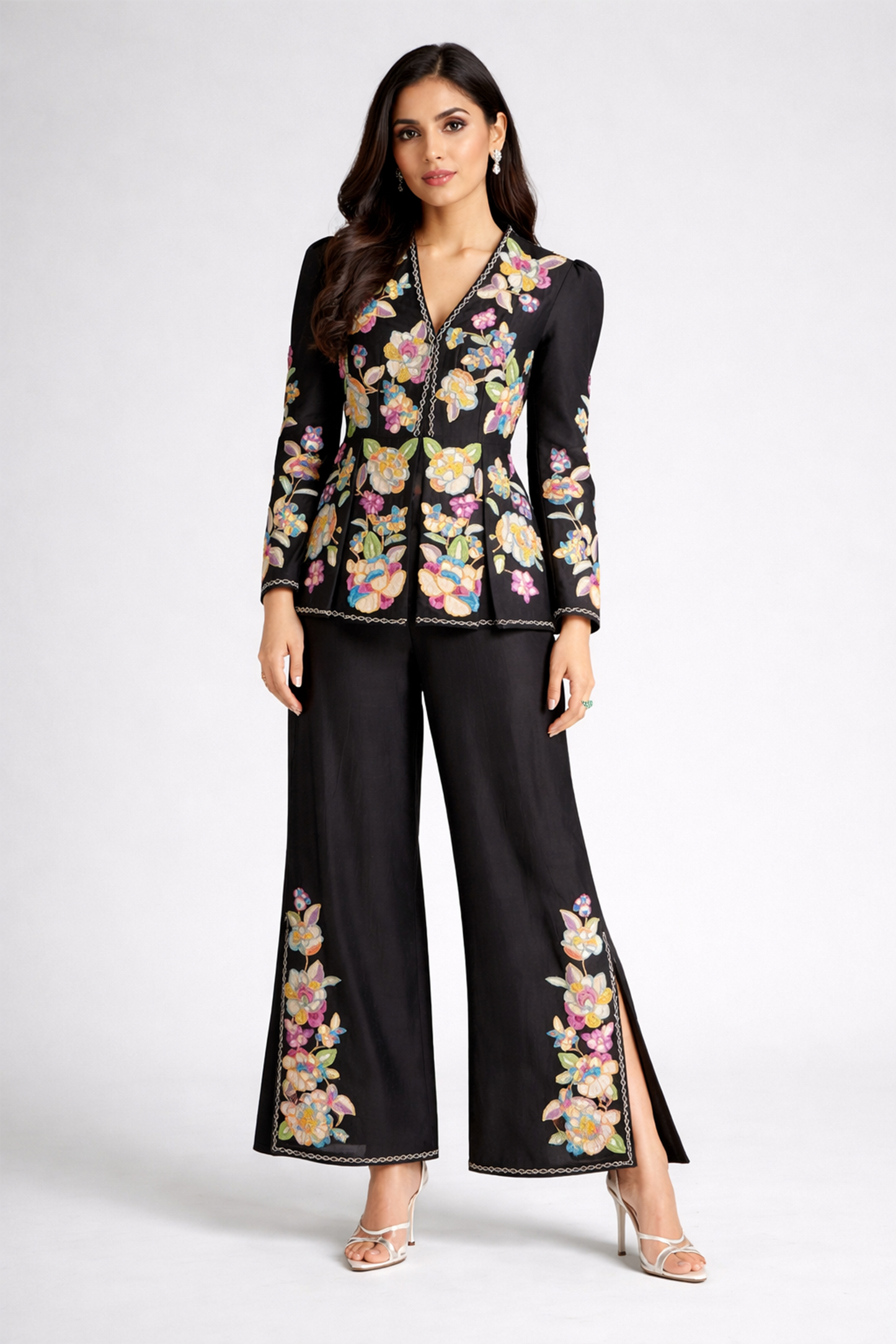 Midnight Bloom Embroidered Co-ord Set