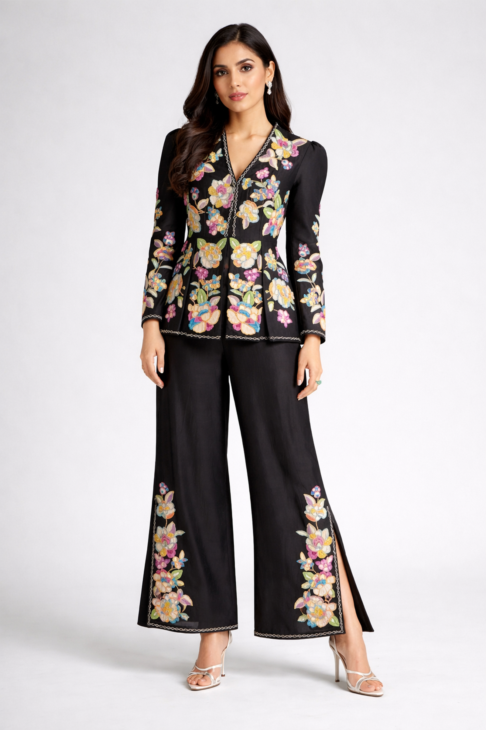 Midnight Bloom Embroidered Co-ord Set