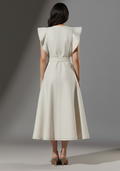 Ivory Grace Belted Midi Dress