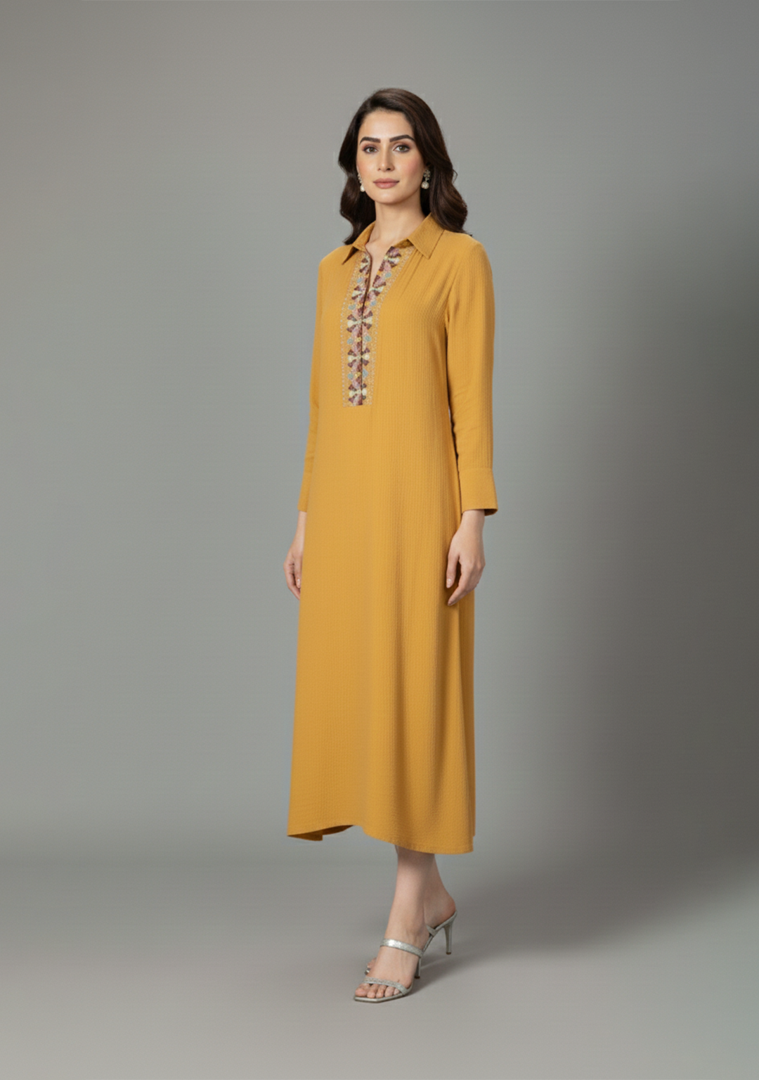 Marigold Embroidered Tunic Dress