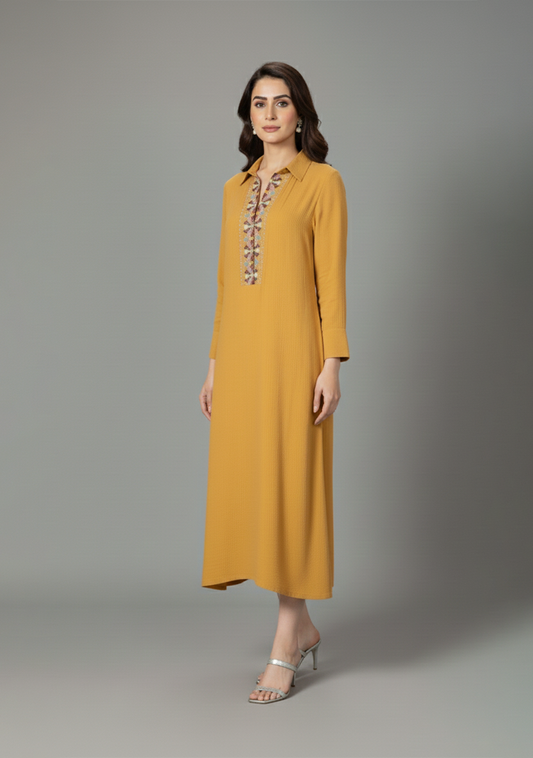 Marigold Embroidered Tunic Dress