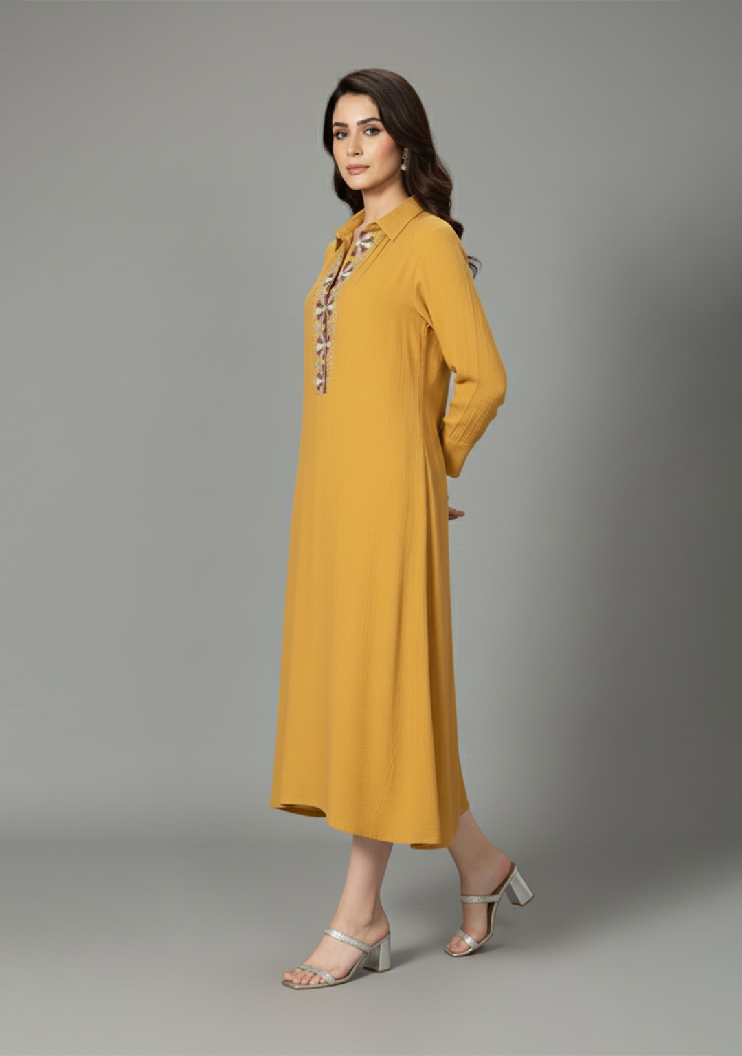 Marigold Embroidered Tunic Dress