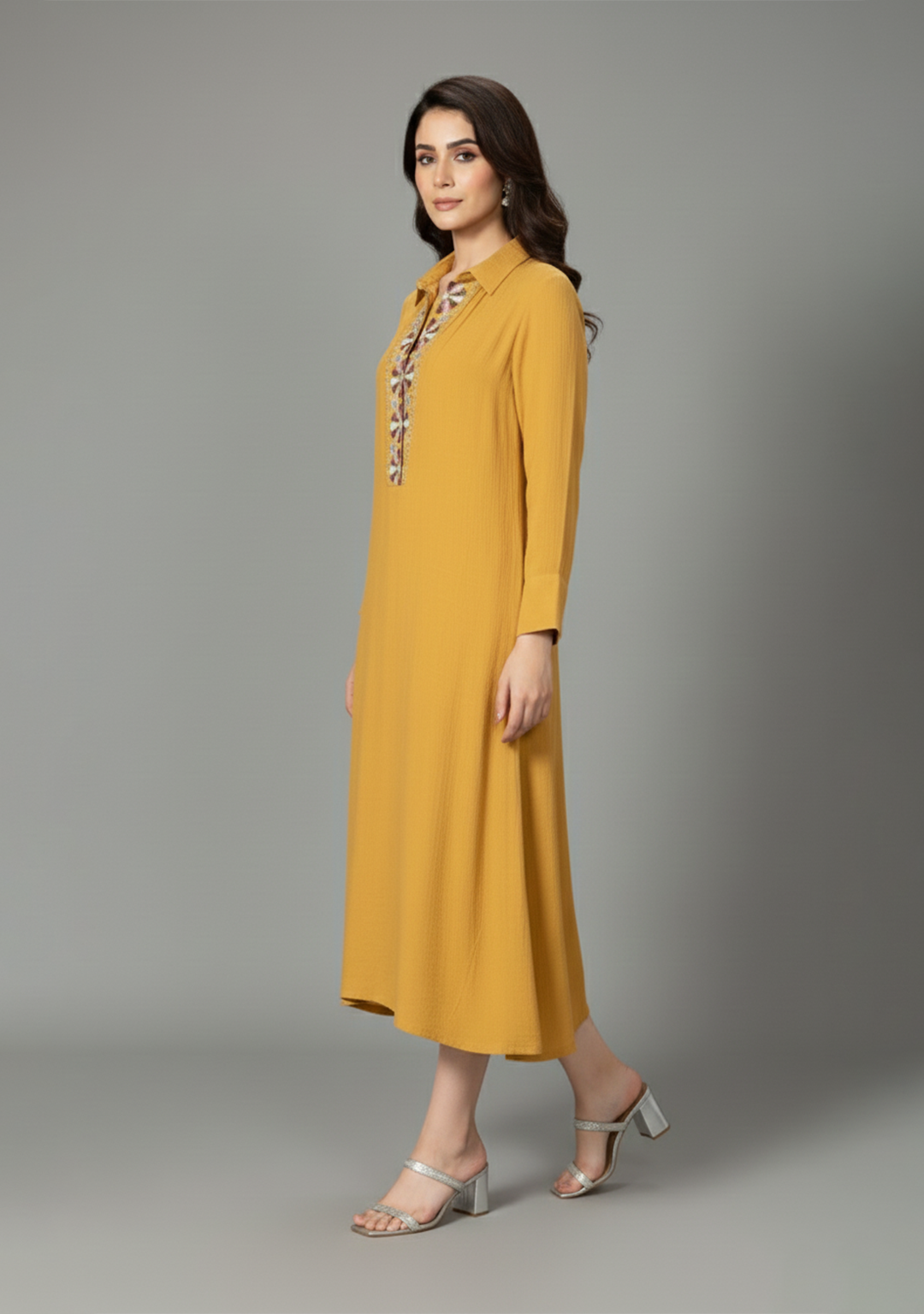 Marigold Embroidered Tunic Dress