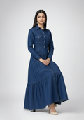 Denim Tiered Maxi Dress