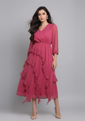 The Rose Tiered Midi Chiffon Dress