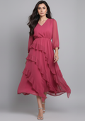 The Rose Tiered Midi Chiffon Dress