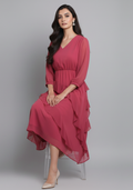 The Rose Tiered Midi Chiffon Dress