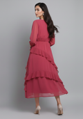 The Rose Tiered Midi Chiffon Dress