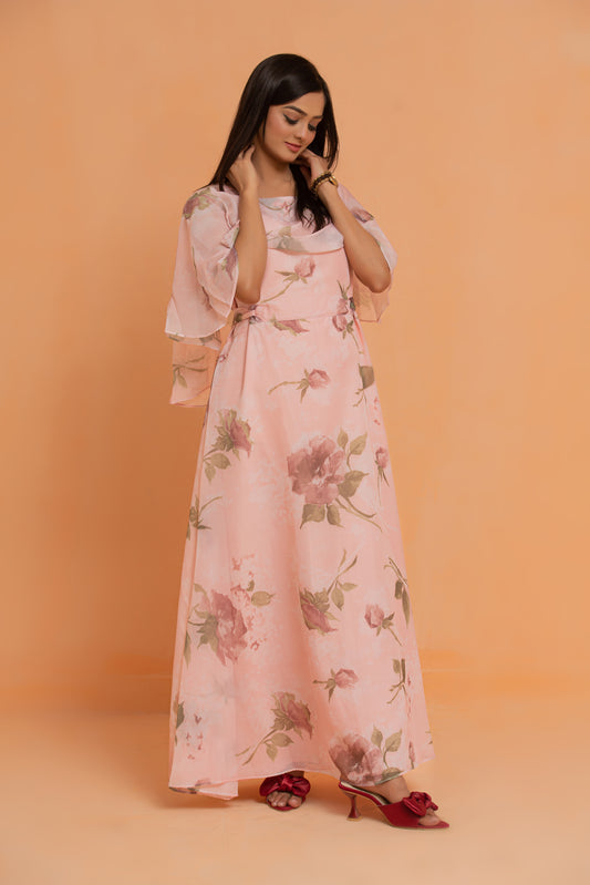 Fairy Pink Floral Maxi Dress