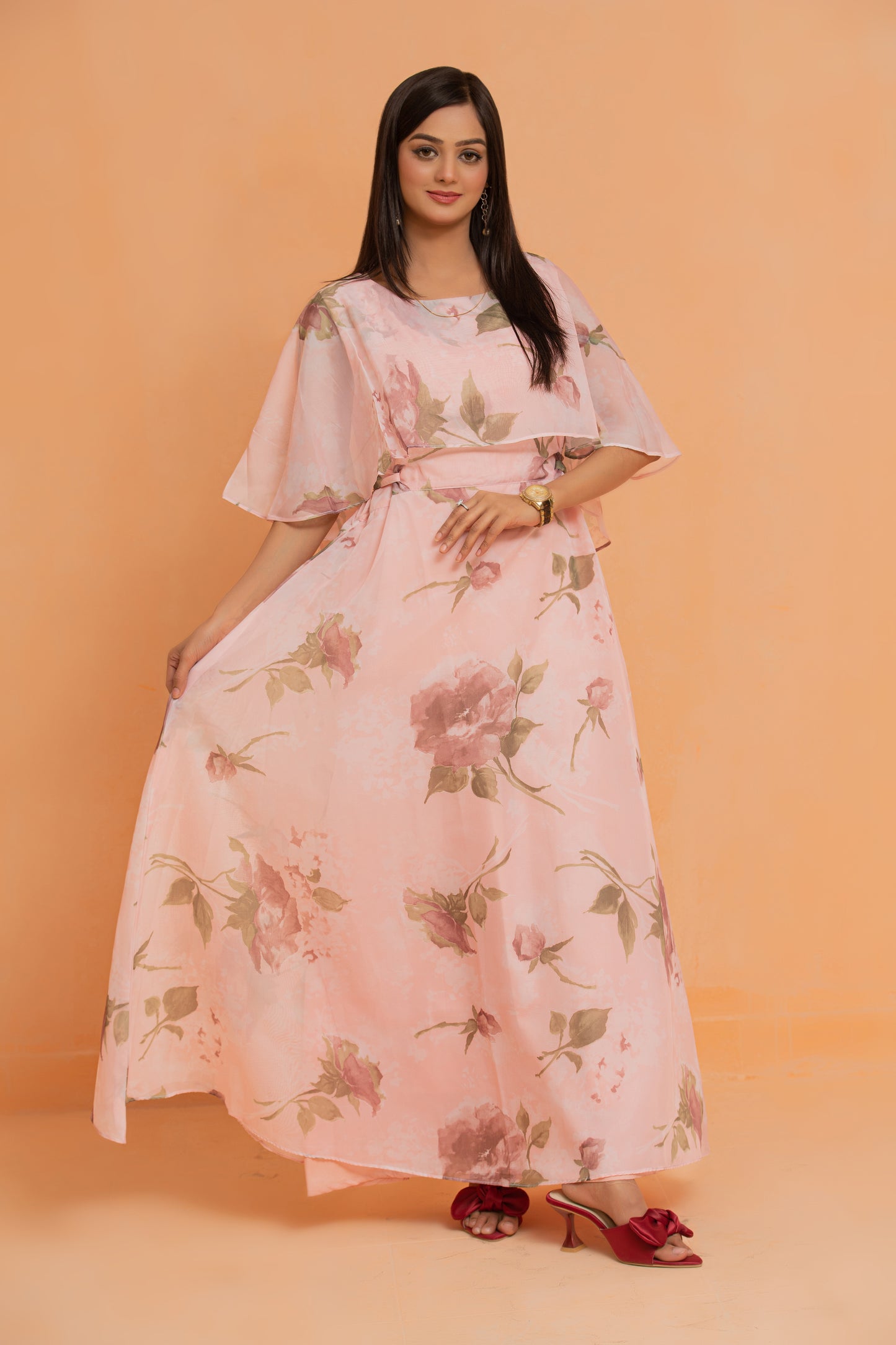 Fairy Pink Floral Maxi Dress