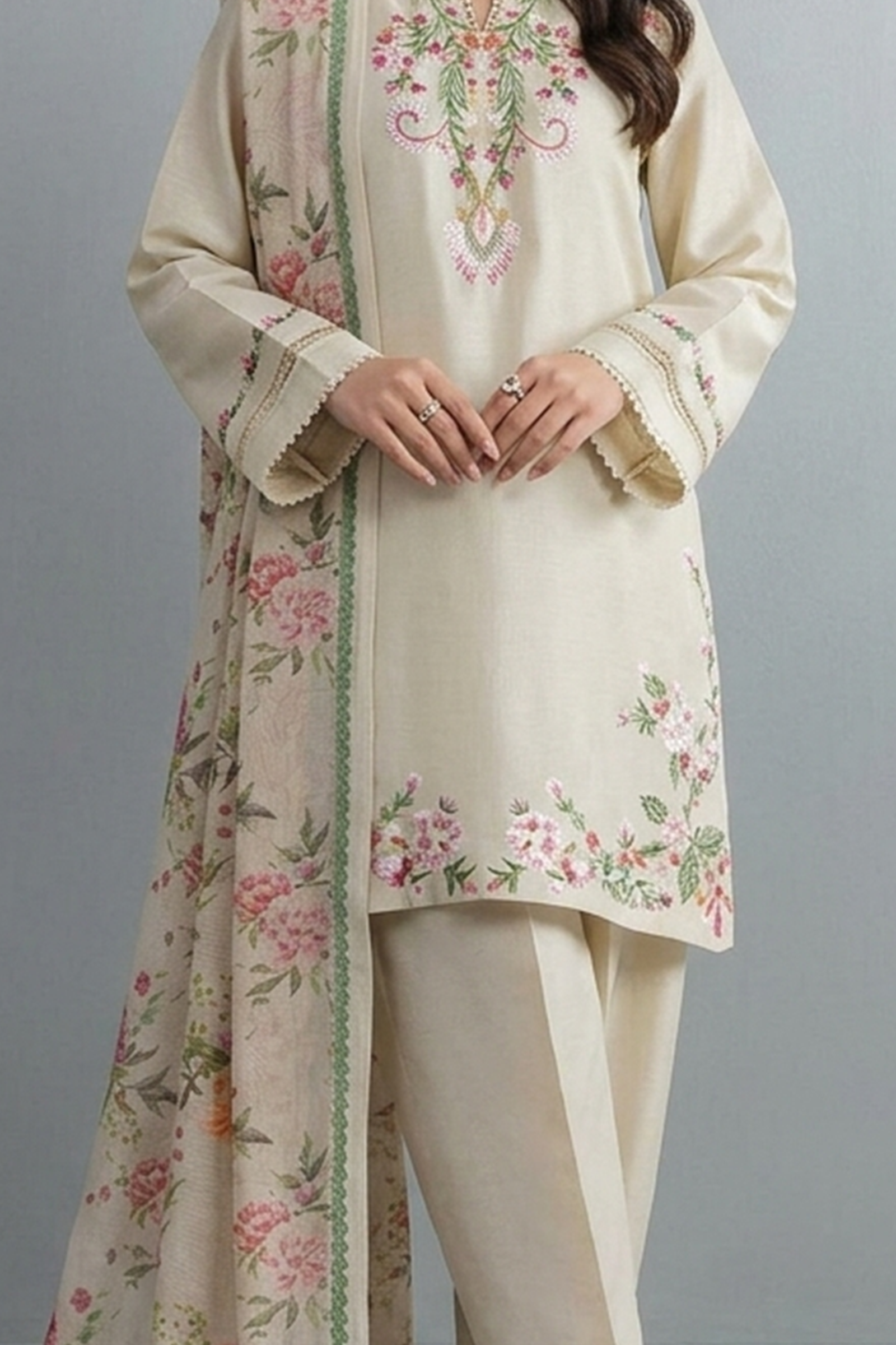 Ivory Blossom Embroidered