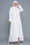 Ivory Pintuck Button-Down Abaya