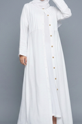 Ivory Pintuck Button-Down Abaya