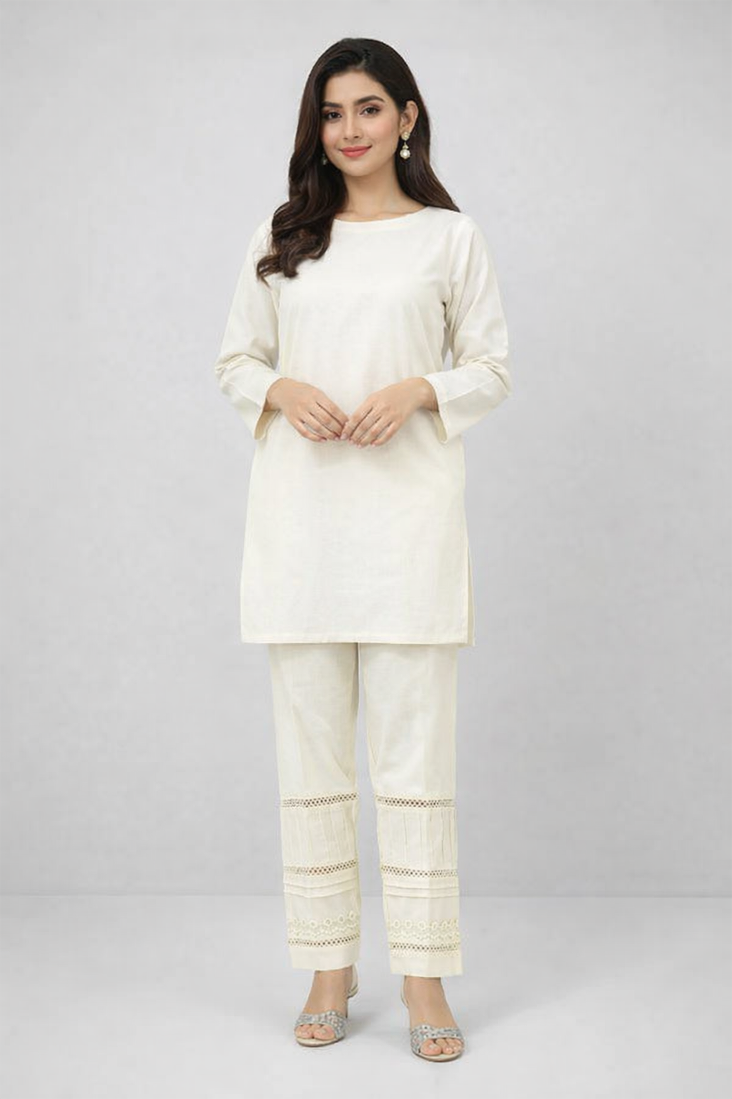 Lace-Trimmed Cigarette Trouser