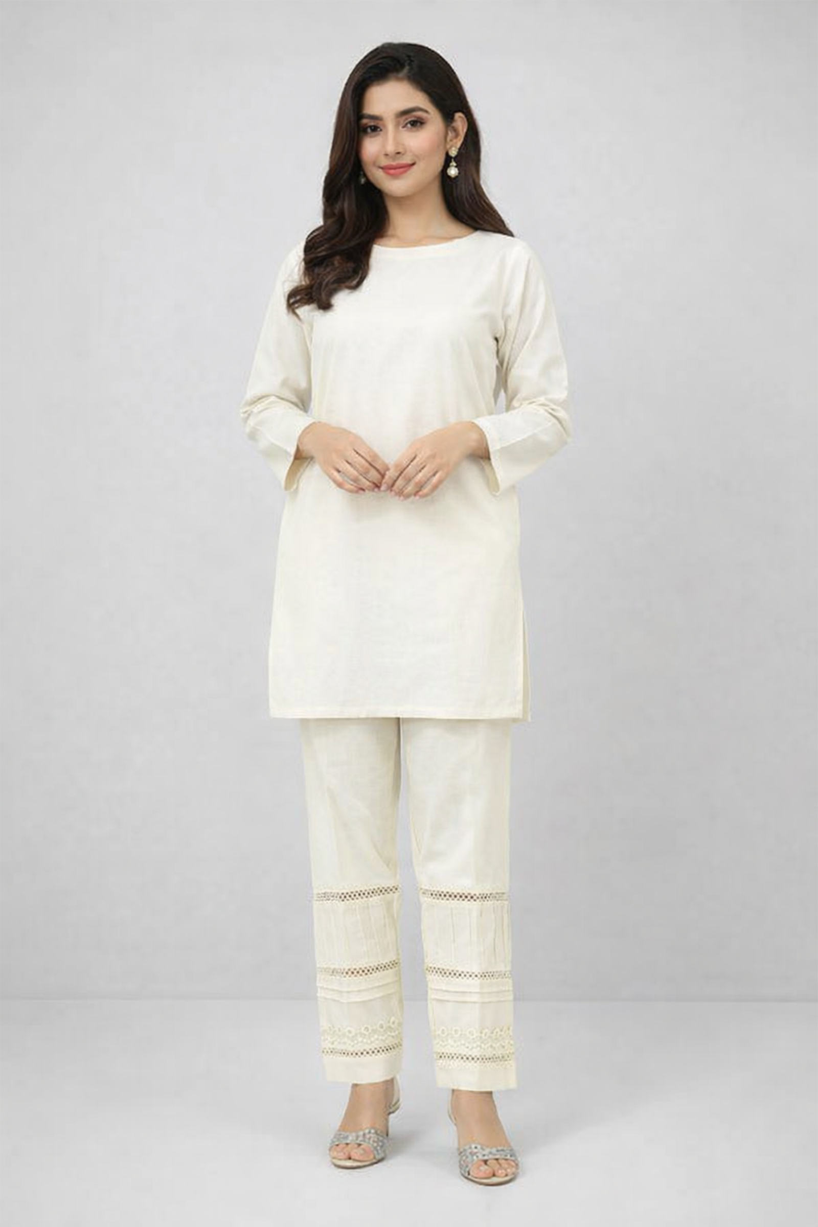 Lace-Trimmed Cigarette Trouser