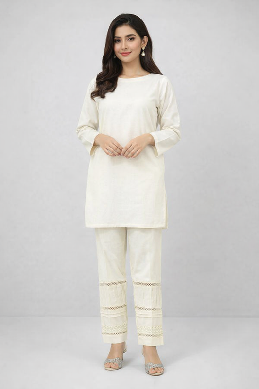 Lace-Trimmed Cigarette Trouser