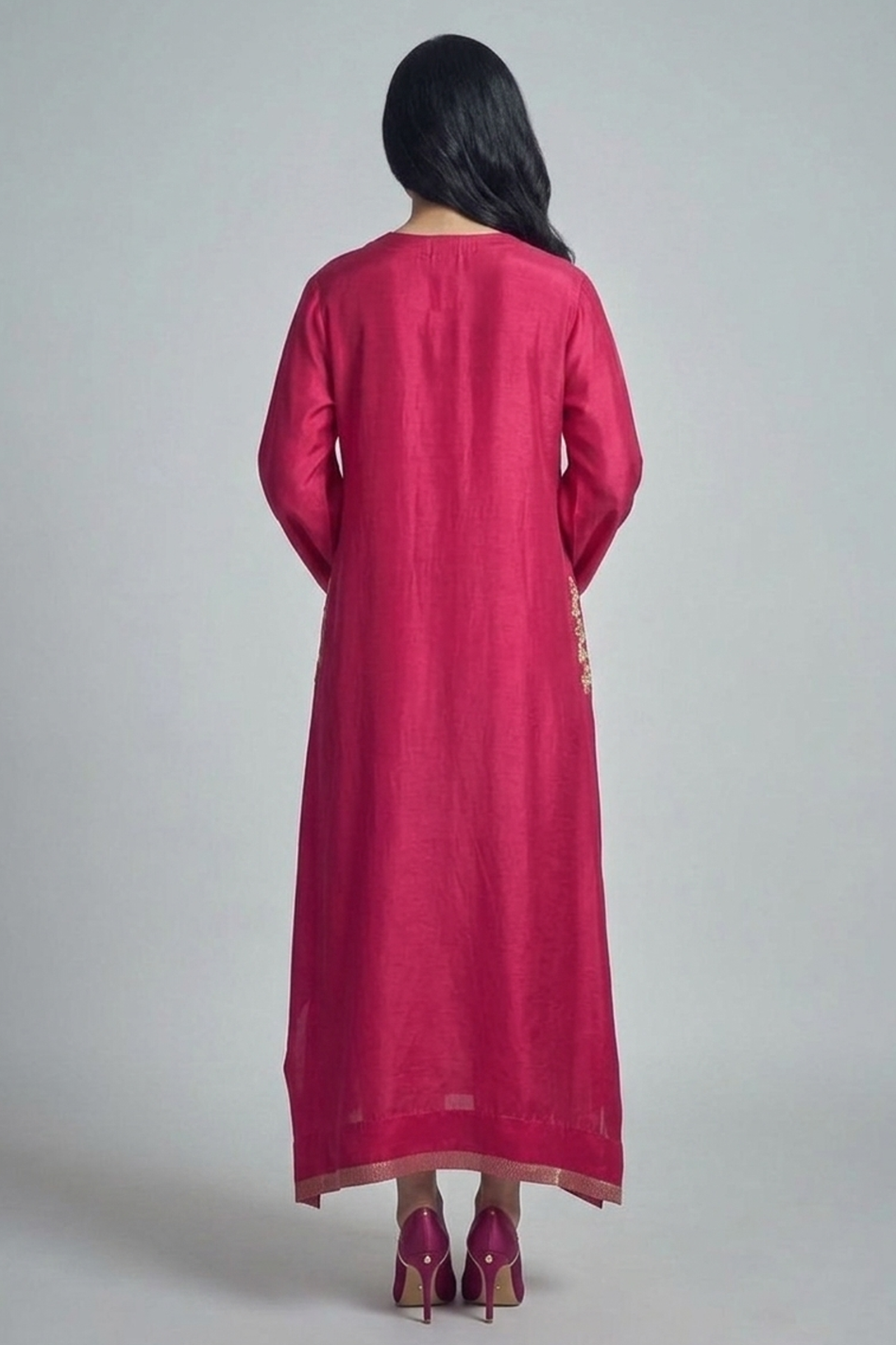 Magenta Silk Longline Tunic