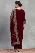 Maroon Velvet Tilla Embroidered Heirloom