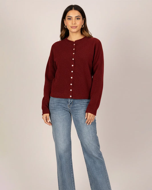 Merlot Heritage Knit Cardigan Top