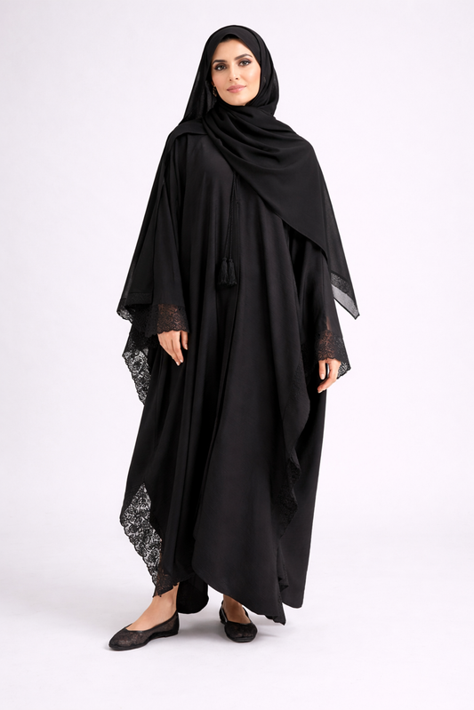 Midnight Lace Butterfly Abaya