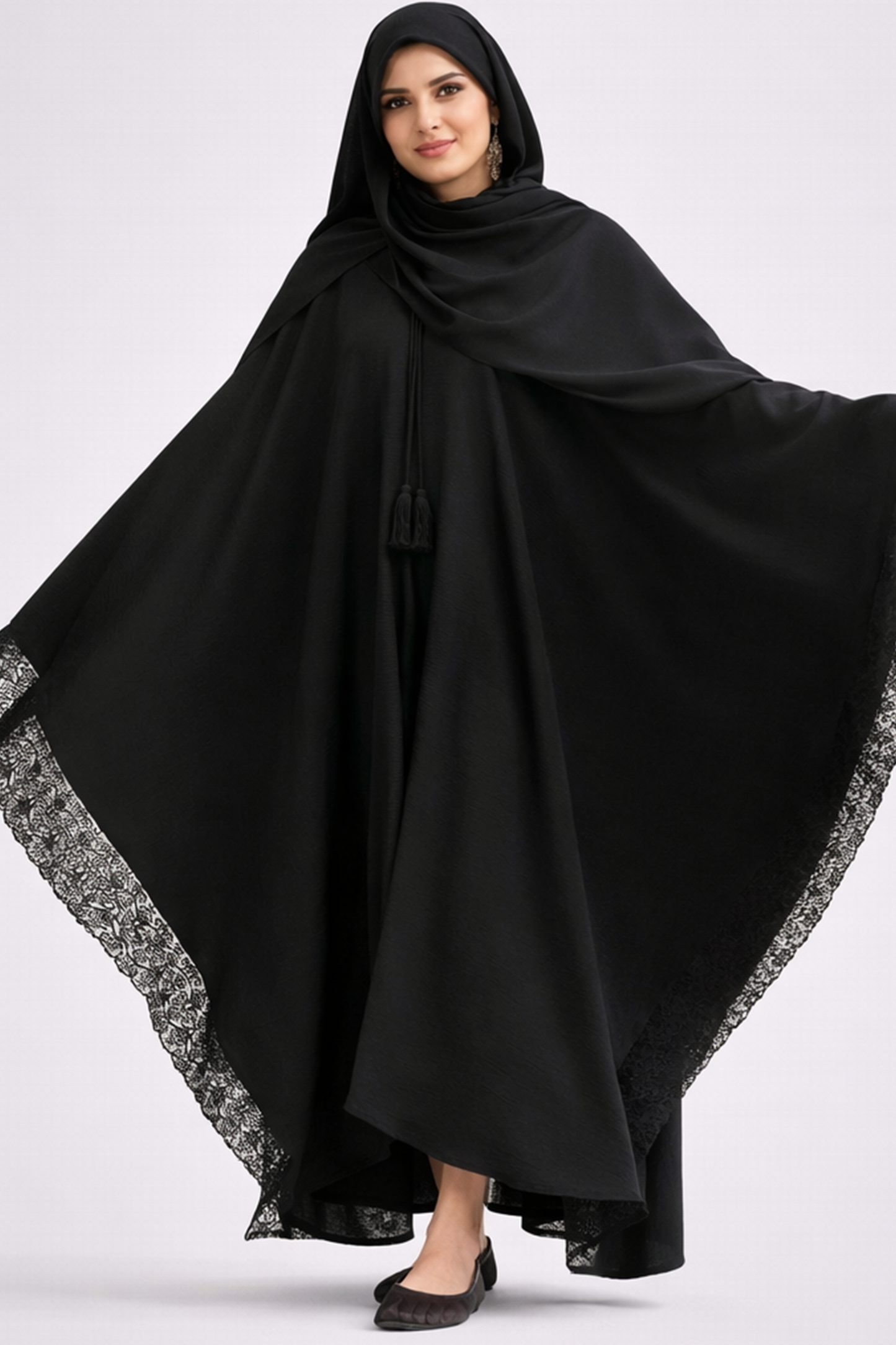 Midnight Lace Butterfly Abaya