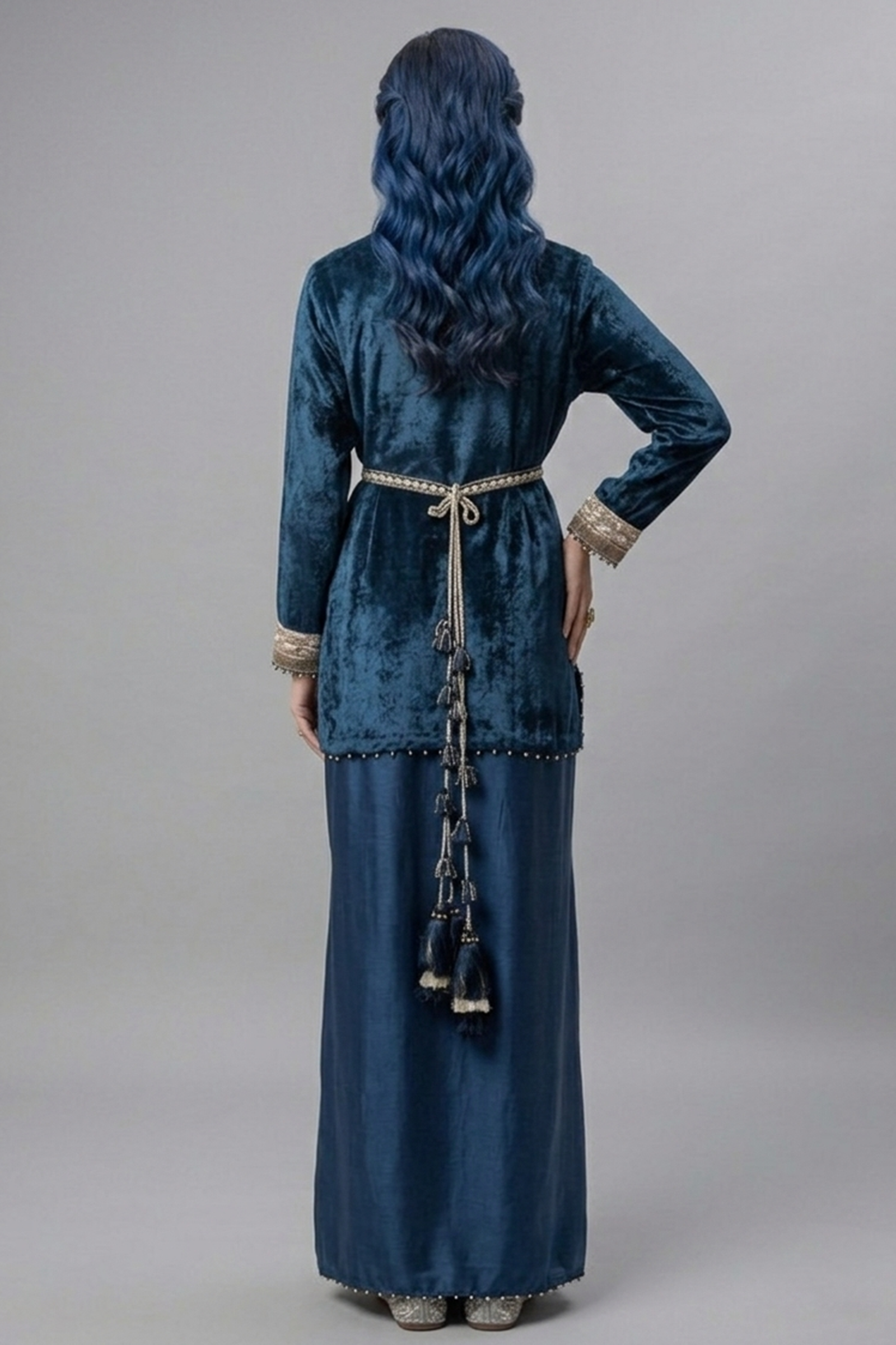 Midnight Teal Velvet Tunic