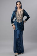 Midnight Teal Velvet Tunic