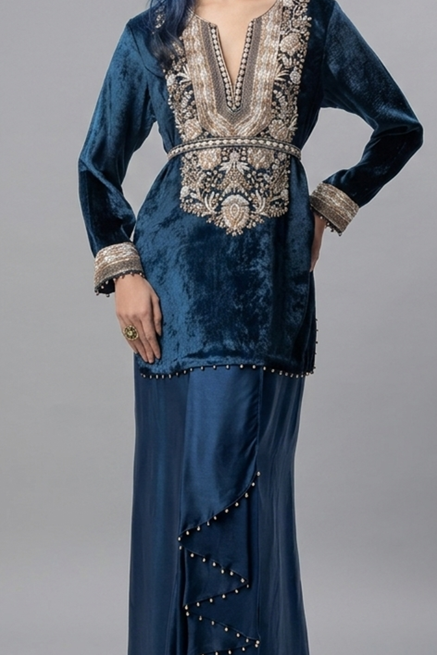 Midnight Teal Velvet Tunic