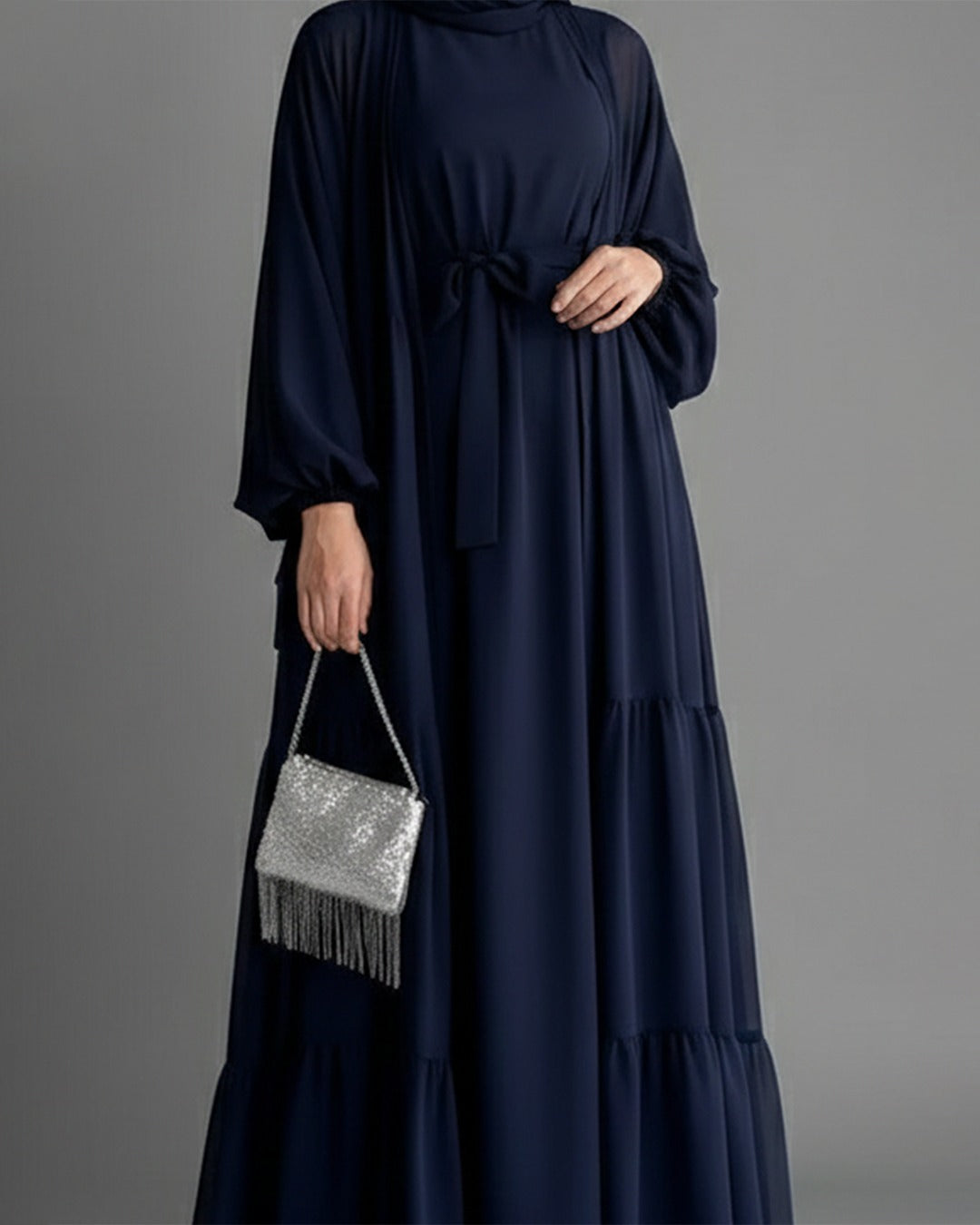 Midnight Tiered Chiffon Abaya