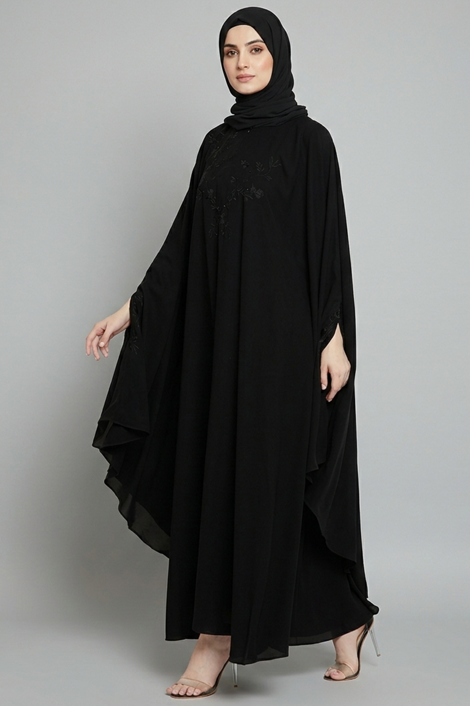 Noir Floral Butterfly Abaya