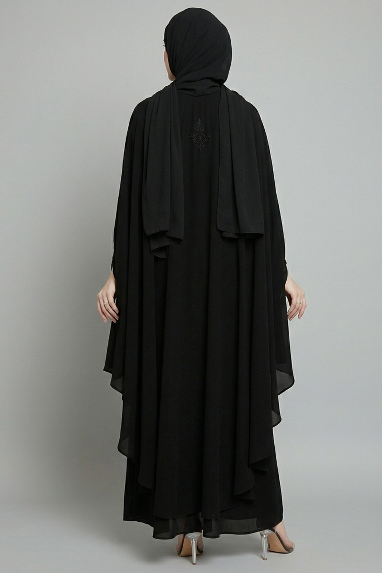 Noir Floral Butterfly Abaya