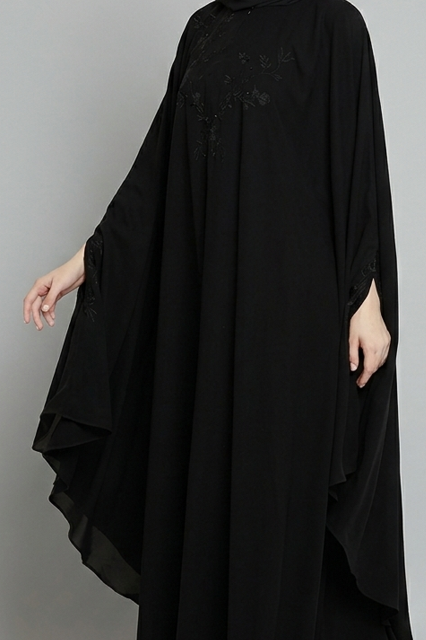 Noir Floral Butterfly Abaya