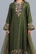Olive Meadow Embroidered Silk