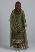 Olive Meadow Embroidered Silk