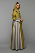 Olive & Silver Geometric Panel Abaya