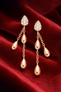 Rose Gold Diamond Teardrop Tassel Earrings