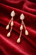 Rose Gold Diamond Teardrop Tassel Earrings