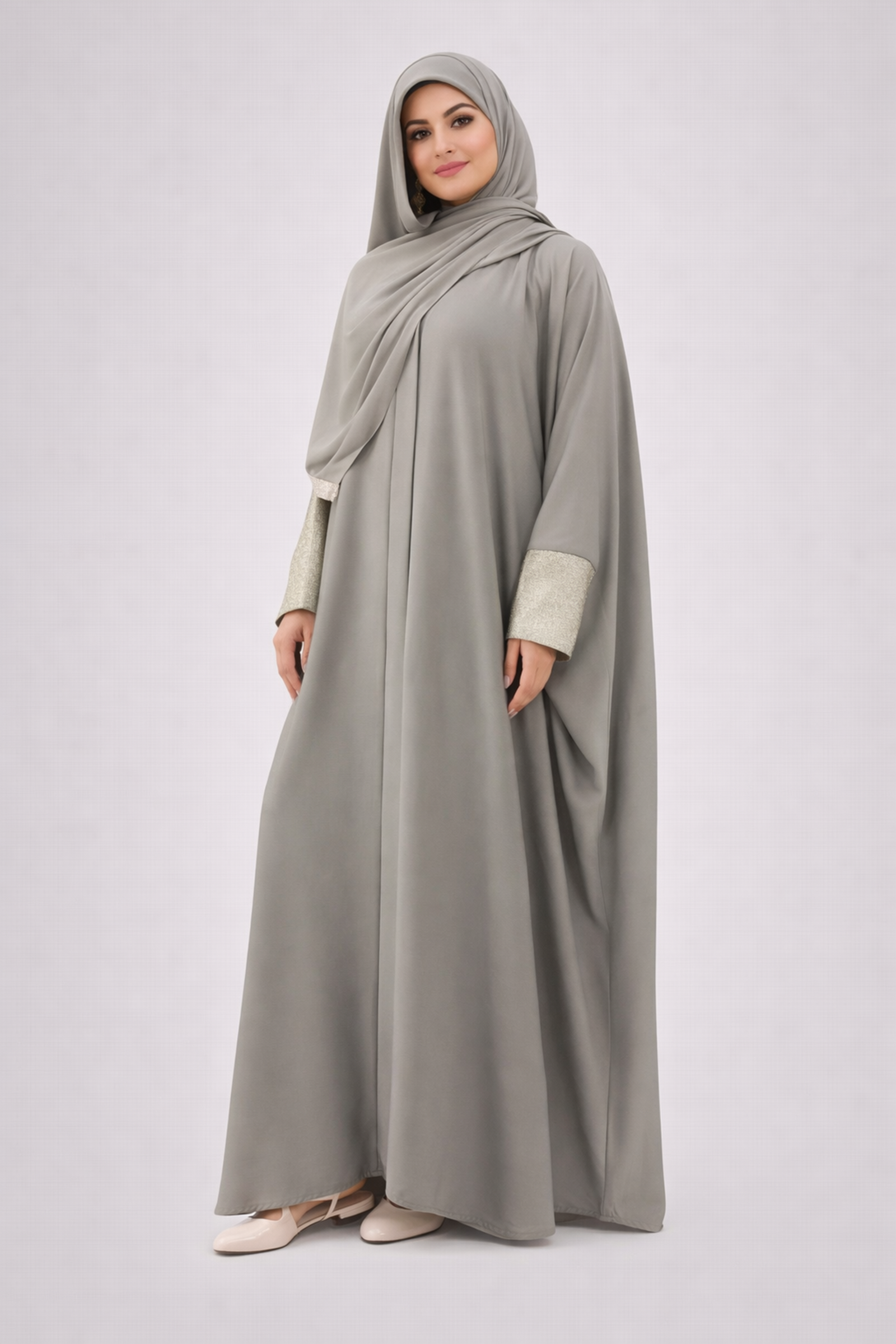 Sage Mist Shimmer-Cuff Abaya