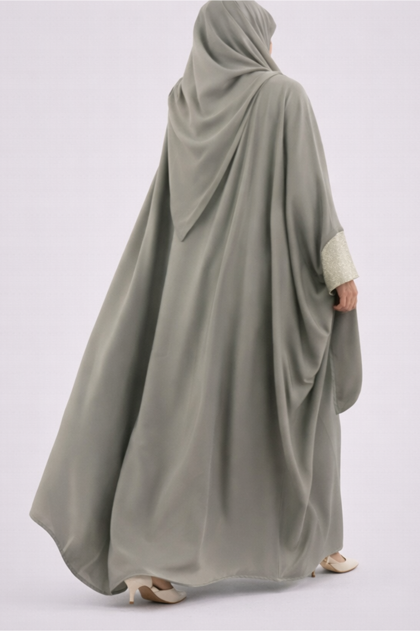 Sage Mist Shimmer-Cuff Abaya