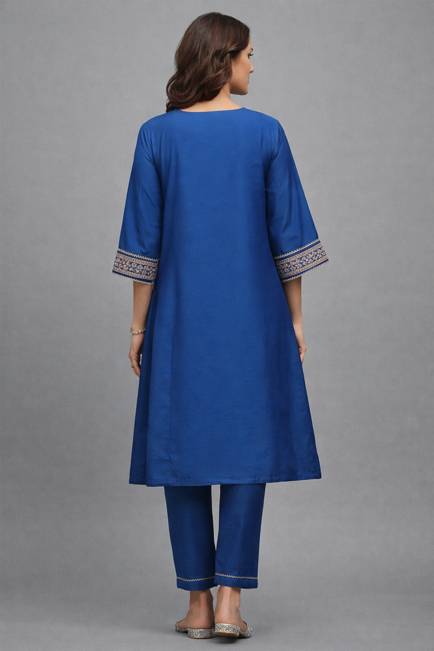 Sapphire Blue Embroidered Silk