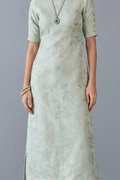 Seafoam Jacquard Silk Midi Column Dress
