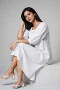 Serene Ivory Linen Lounge Dress
