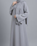 Silver Grey Crinkle-Textured Abaya
