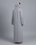 Silver Grey Crinkle-Textured Abaya
