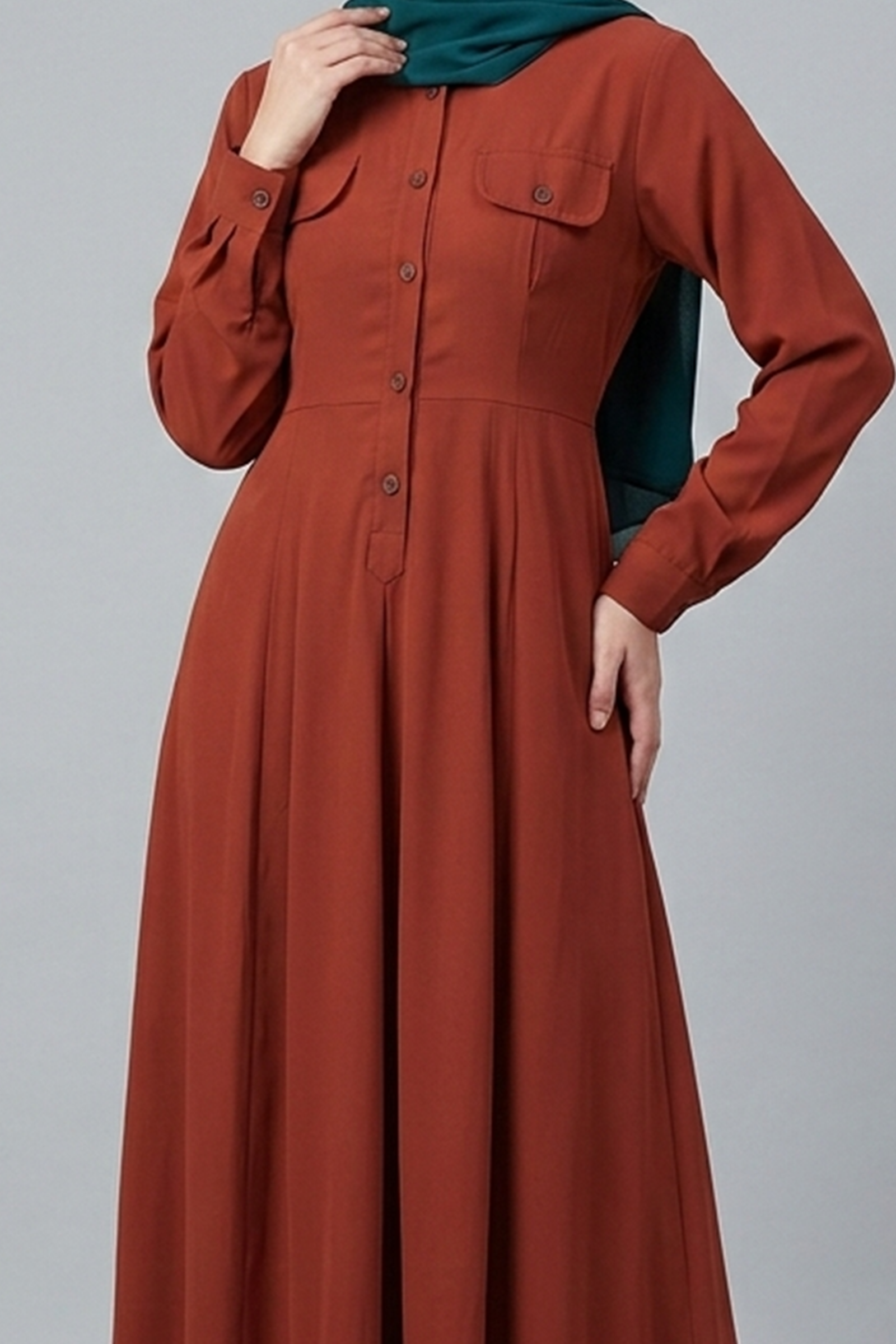 Terracotta Utility Shirt-Style Abaya