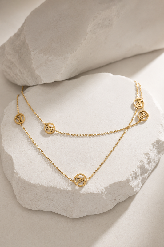 Monogram Medallion Layered Necklace